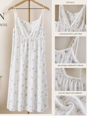 NWT Vivien Women Lace Spring Floral Daisy Midi Slip Dress Made in Korea Size M